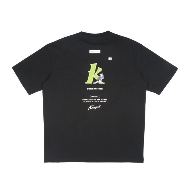 【Kangol】中性拳擊袋鼠T｜圖案印花 舒適混紡-黑色