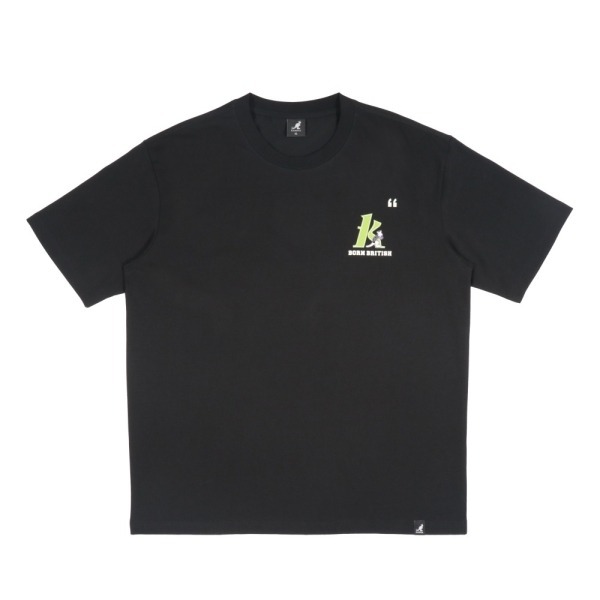 【Kangol】中性拳擊袋鼠T｜圖案印花 舒適混紡-黑色