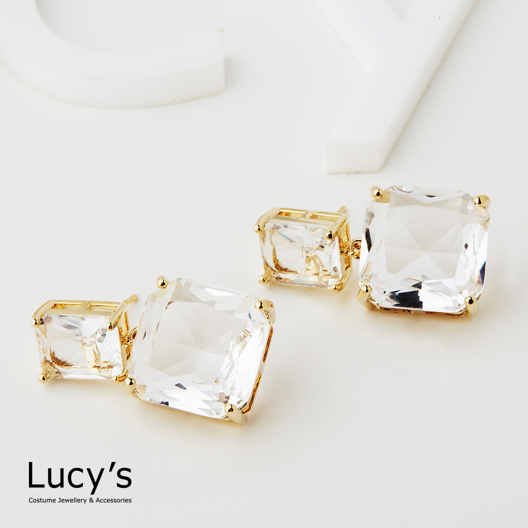 璀璨方鑽 耳環 (二色) (128286/128287)