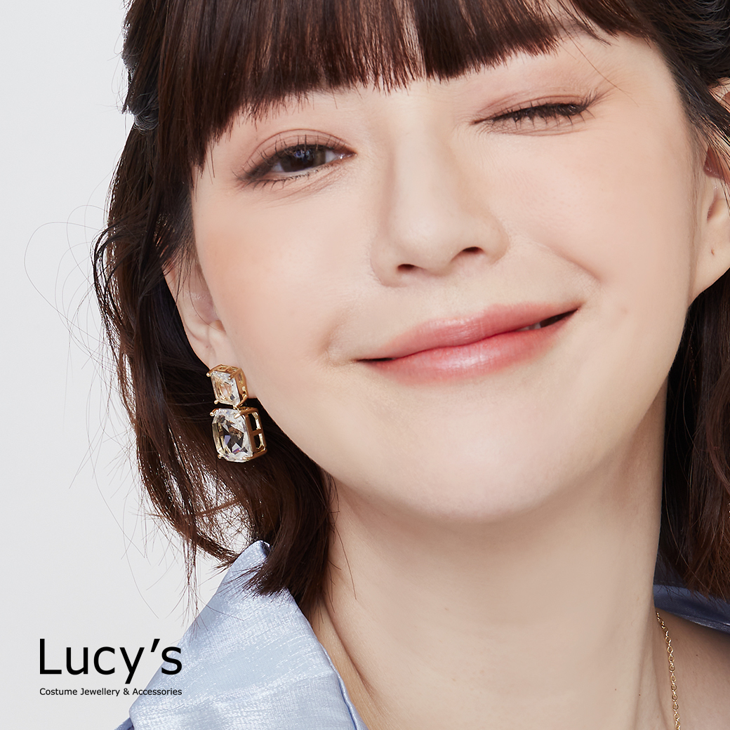 璀璨方鑽 耳環 (二色) (128286/128287)