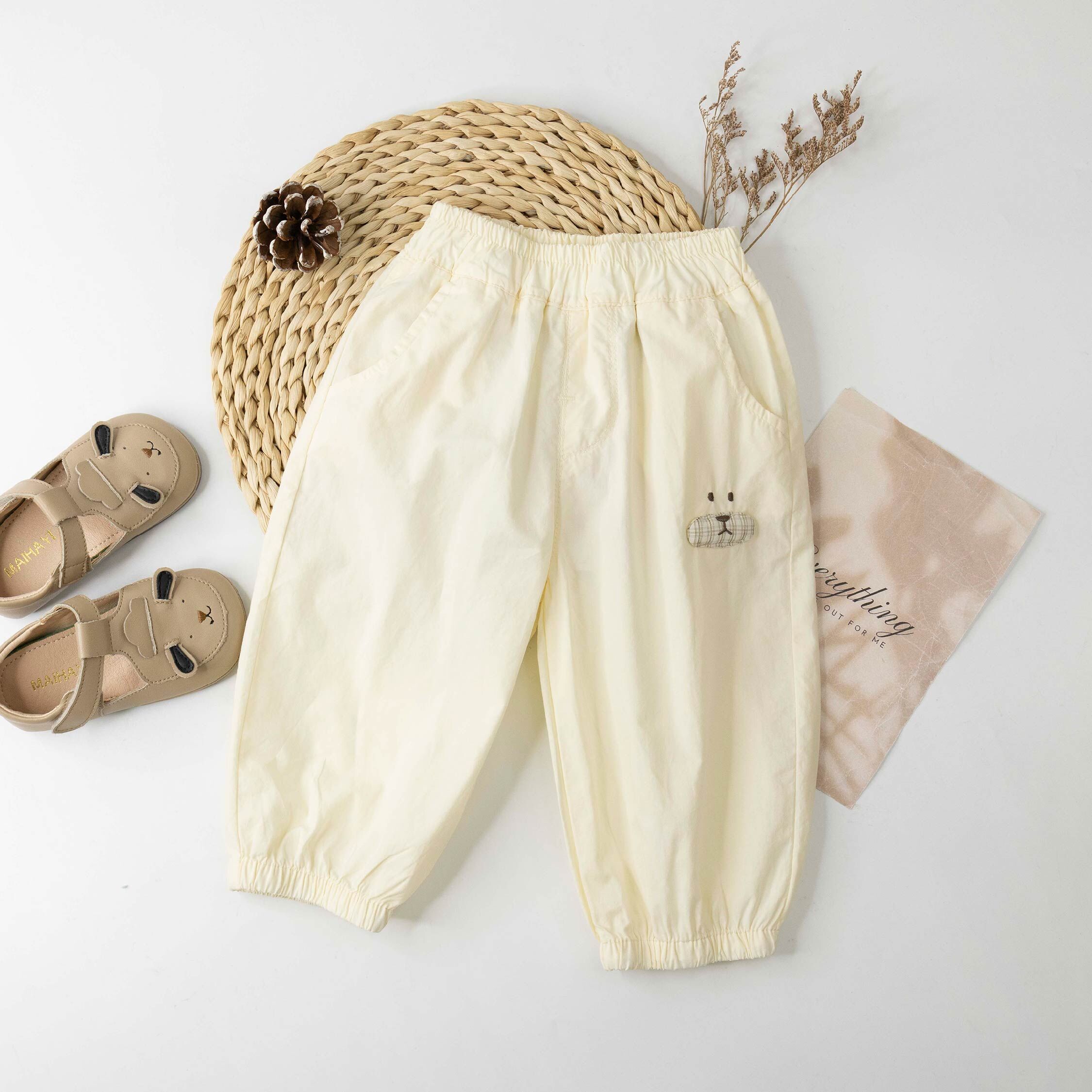 童趣狗狗格紋拼接縮口褲＊二色 (H60045)