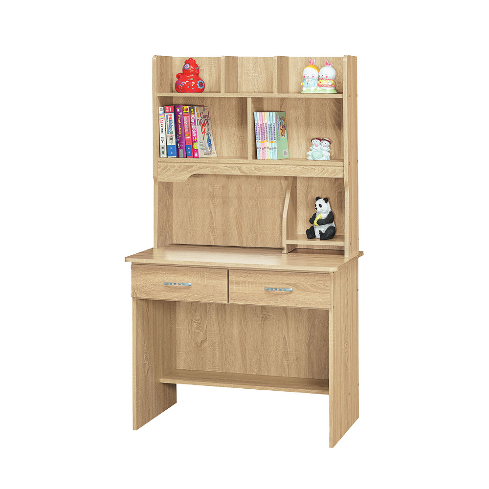 柏蒂家居-范特西3尺簡約二抽學習書桌-上+下座(兩色可選-梧桐色/胡桃色)