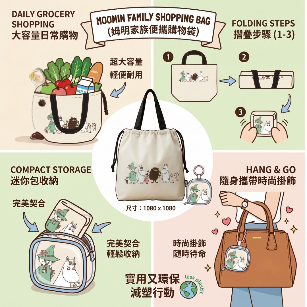 姆明一族| 大容量購物袋連PVC迷你包