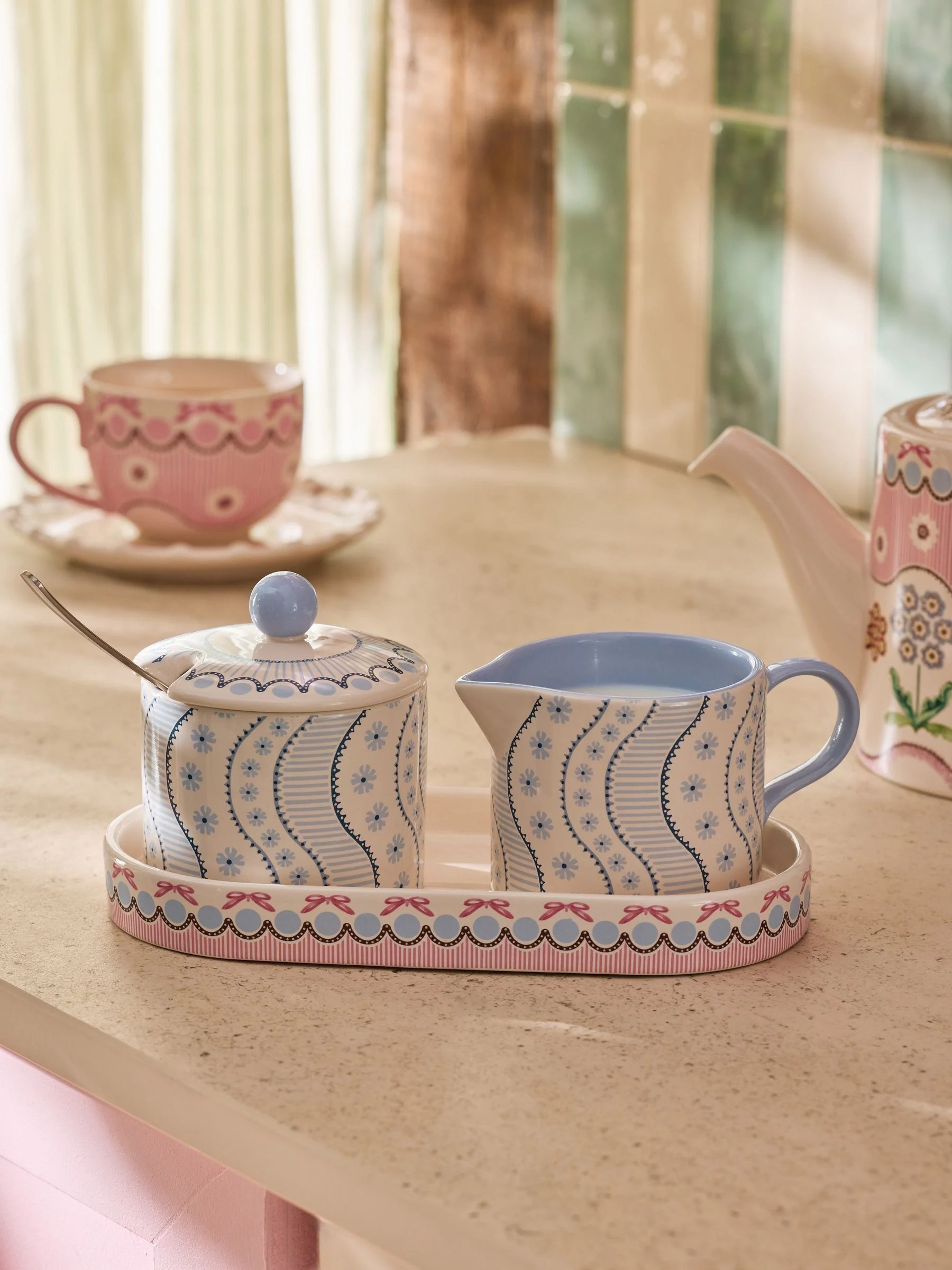 Spitalfields Silk 陶瓷奶盅及砂糖罐組