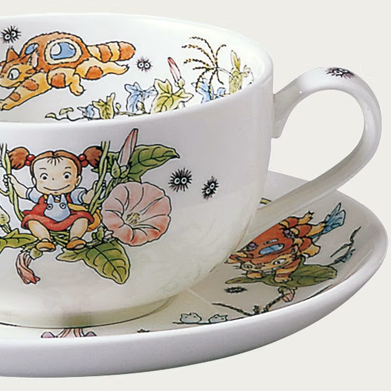 Noritake 茶杯和茶托 龍貓 田旋花