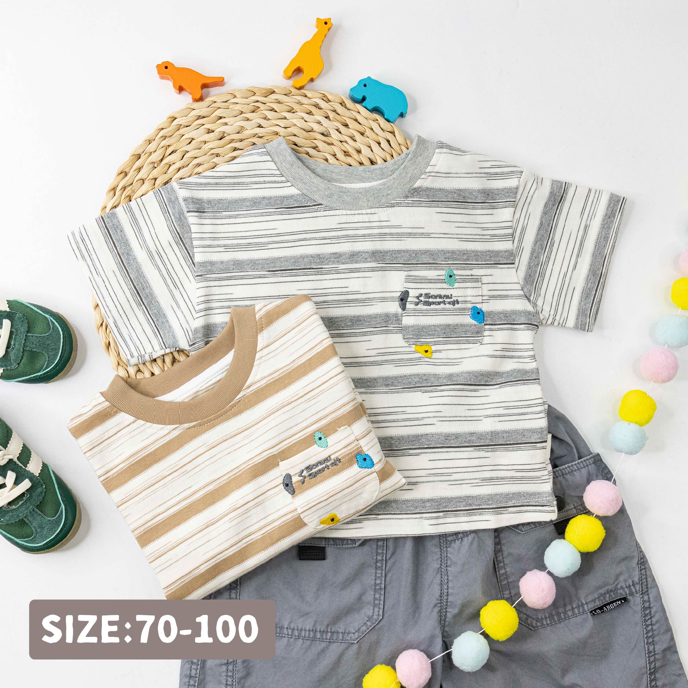 逗趣小怪獸條紋上衣＊二色 (H60054)