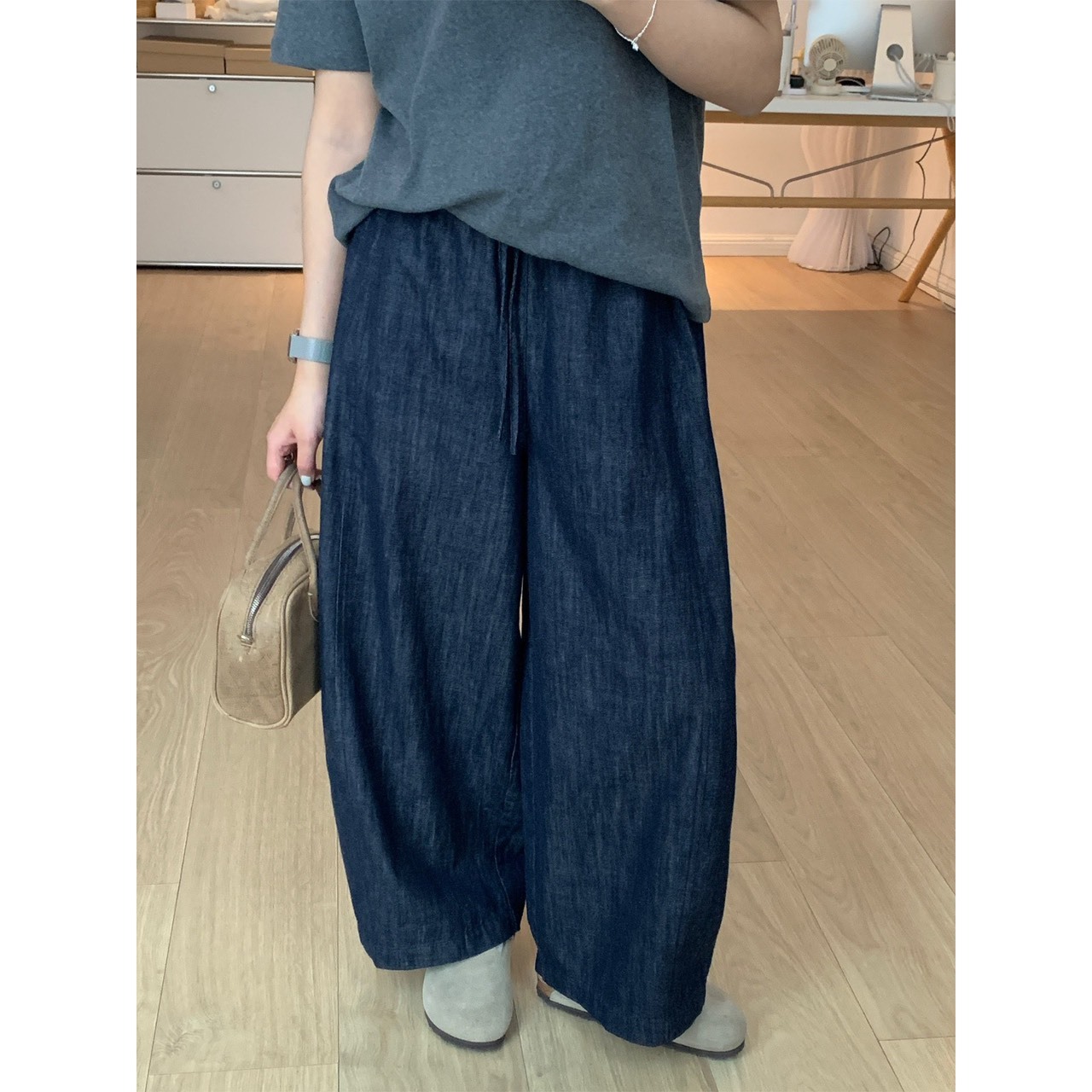 No.2373 抽繩亞麻薄款牛仔褲