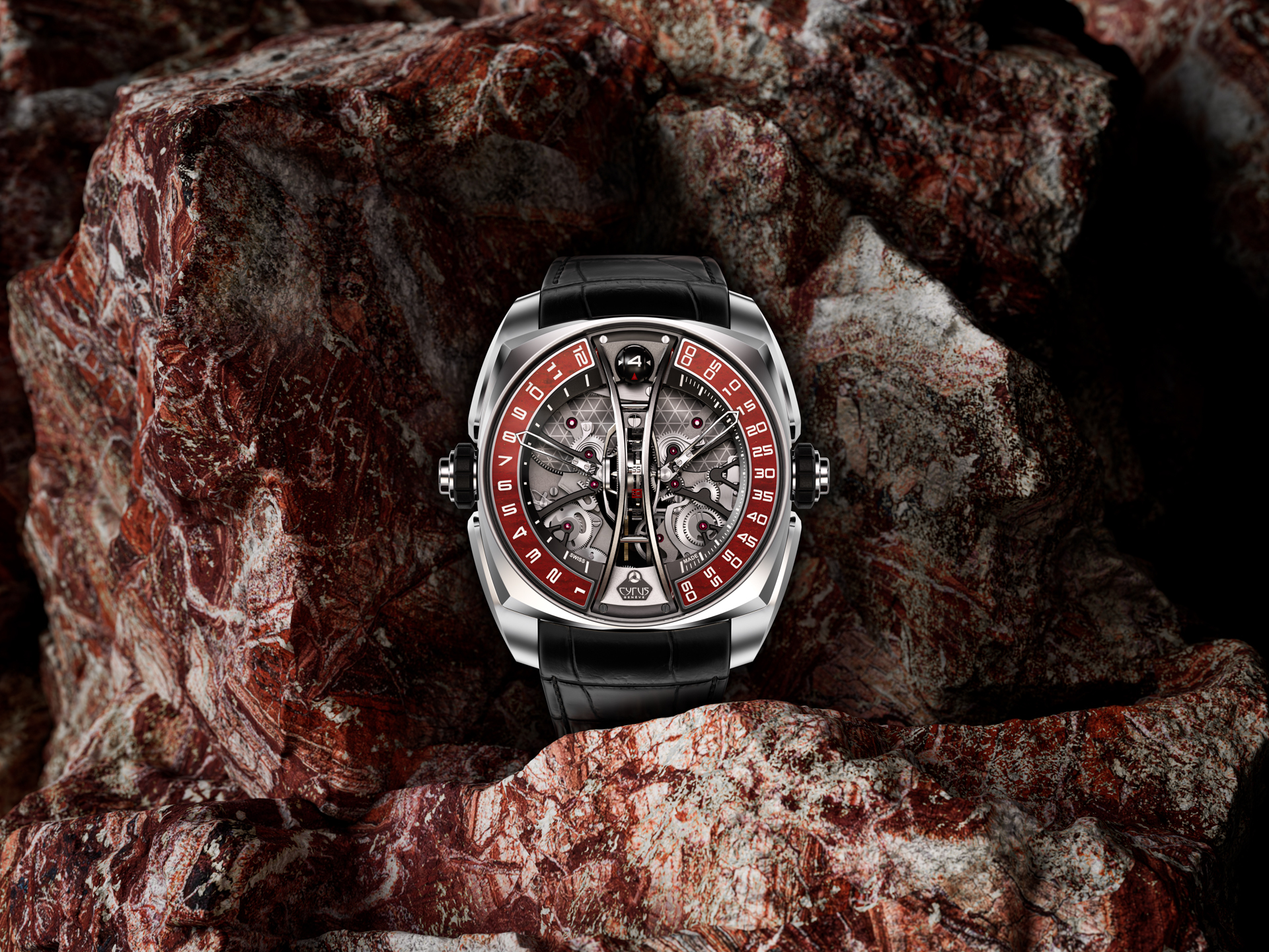 KLEPCYS VERTICAL TOURBILLON JASPER, WWG2026,Cyrus,Cyrus Genève,JASPER,Jean-François Mojon,獨立製錶,賽瑞錶,中置垂直鏤空陀飛輪,539.506.TT.SP.A,紅碧玉,陀飛輪