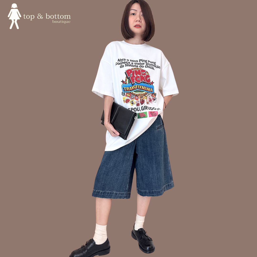 SHORT SLEEVE "PING PONG" PRINT OVERSIZE TEE