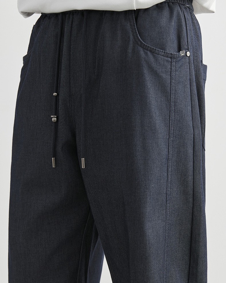 No.2374 男款抽繩仿牛仔休閒長褲