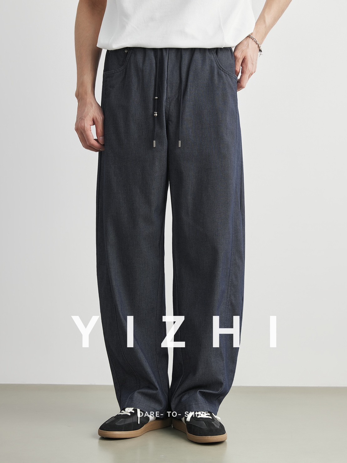 No.2374 男款抽繩仿牛仔休閒長褲