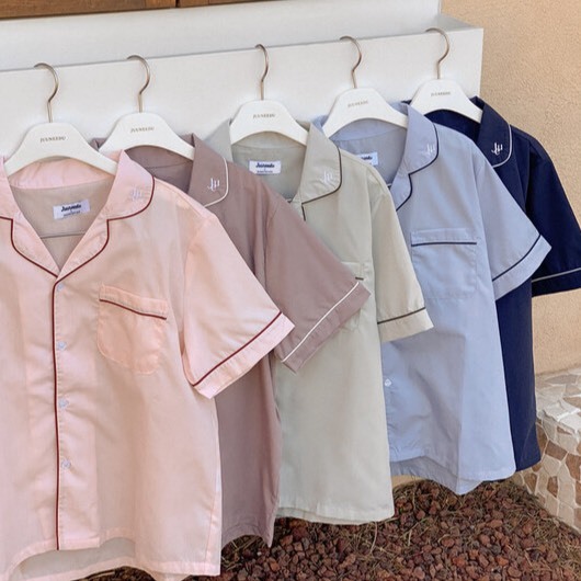 JUUNEEDU 貝雷爾刺繡 短袖短褲 居家睡衣套裝