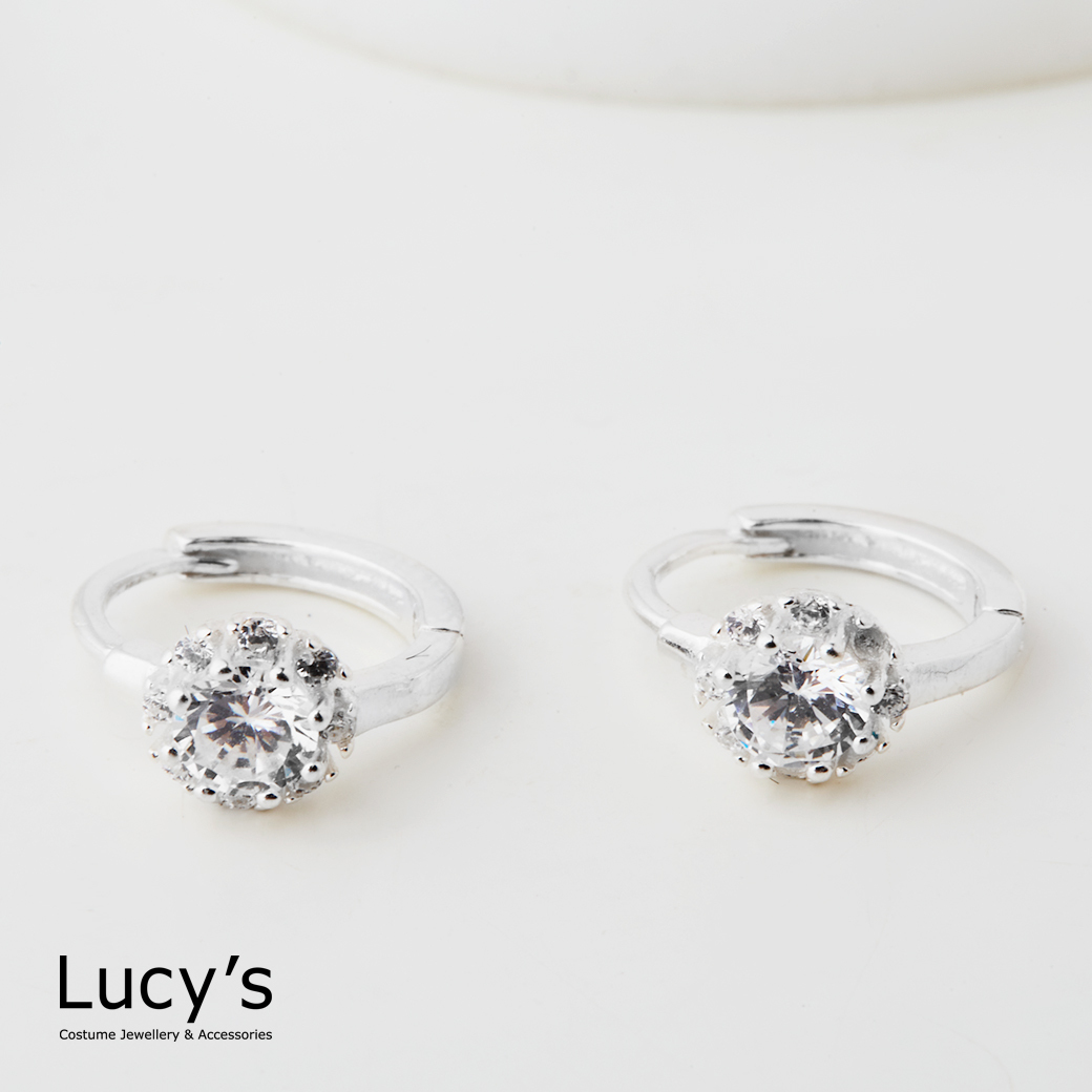 925純銀 閃亮焦點 易扣耳環 (123445)