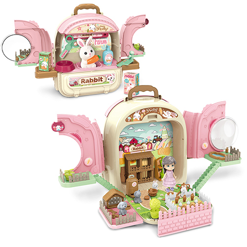 《 KIDMATE 》 兔子農場背包(粉)