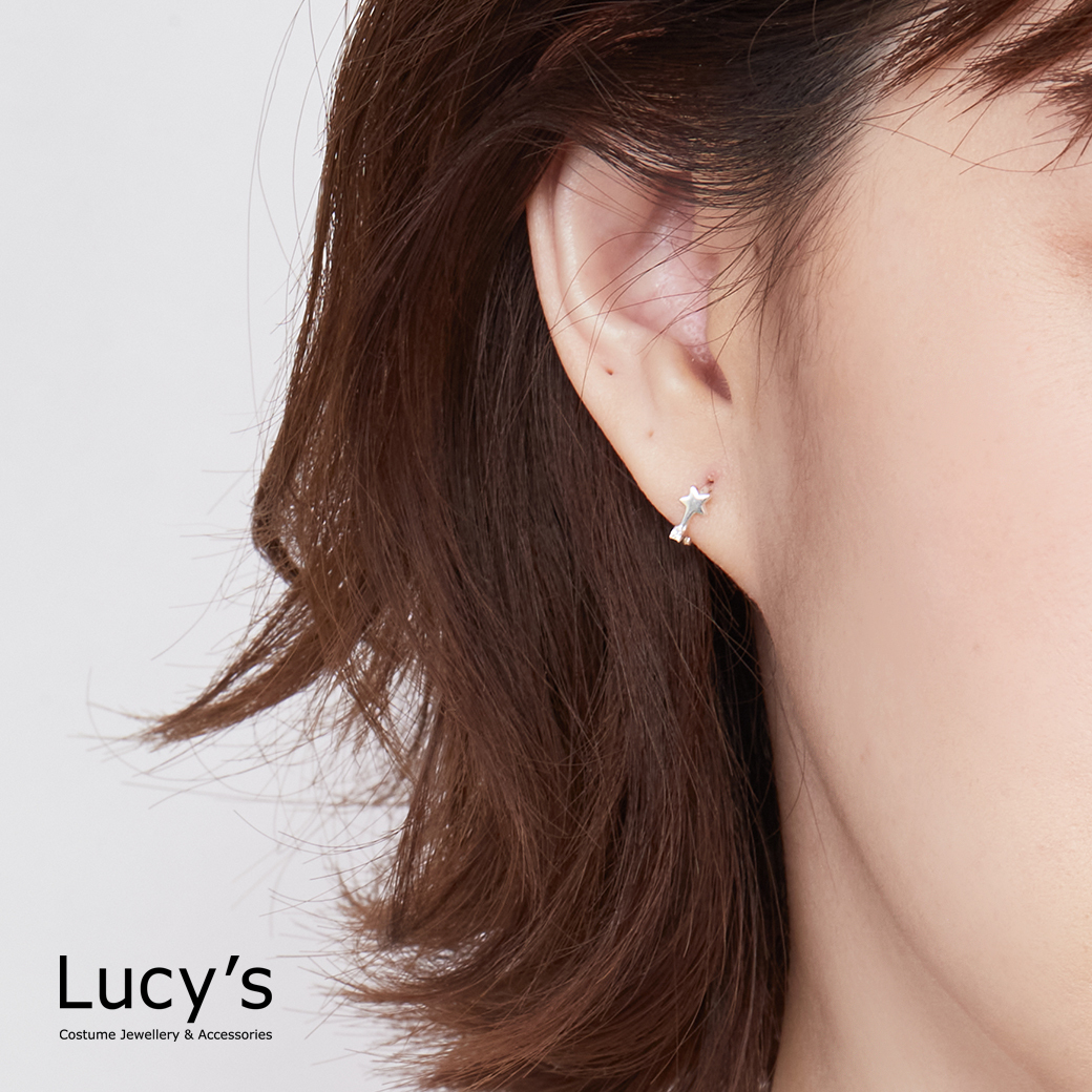 925純銀 迷你星點 易扣耳環 (118648)