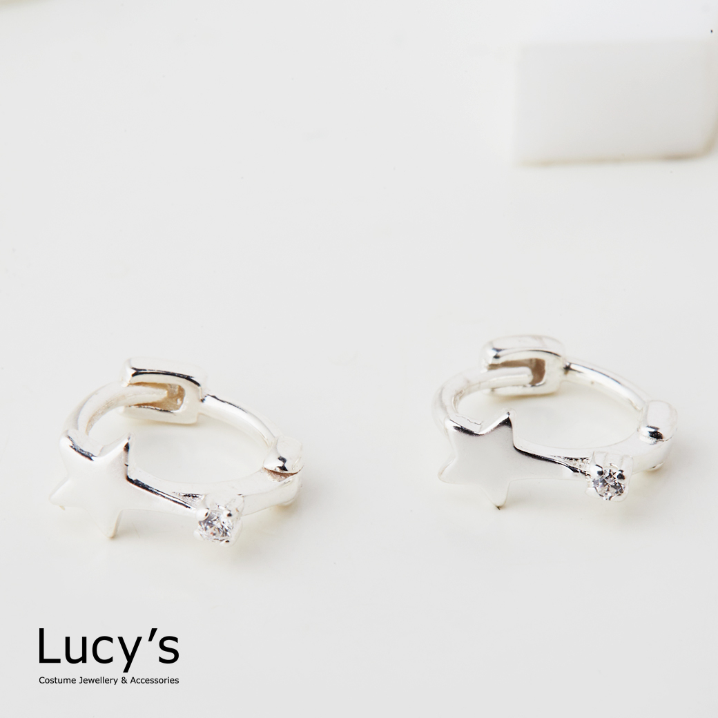 925純銀 迷你星點 易扣耳環 (118648)