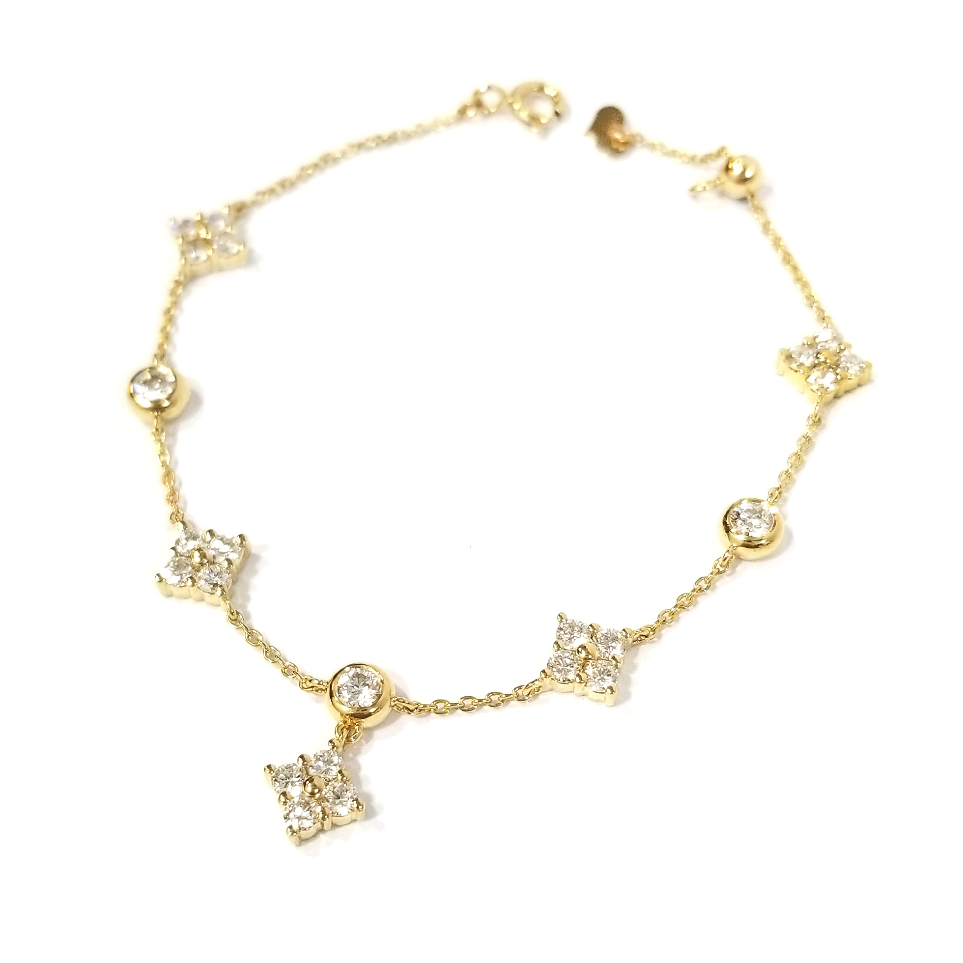 18K黃金 實驗室培育鑽石四葉草手鏈