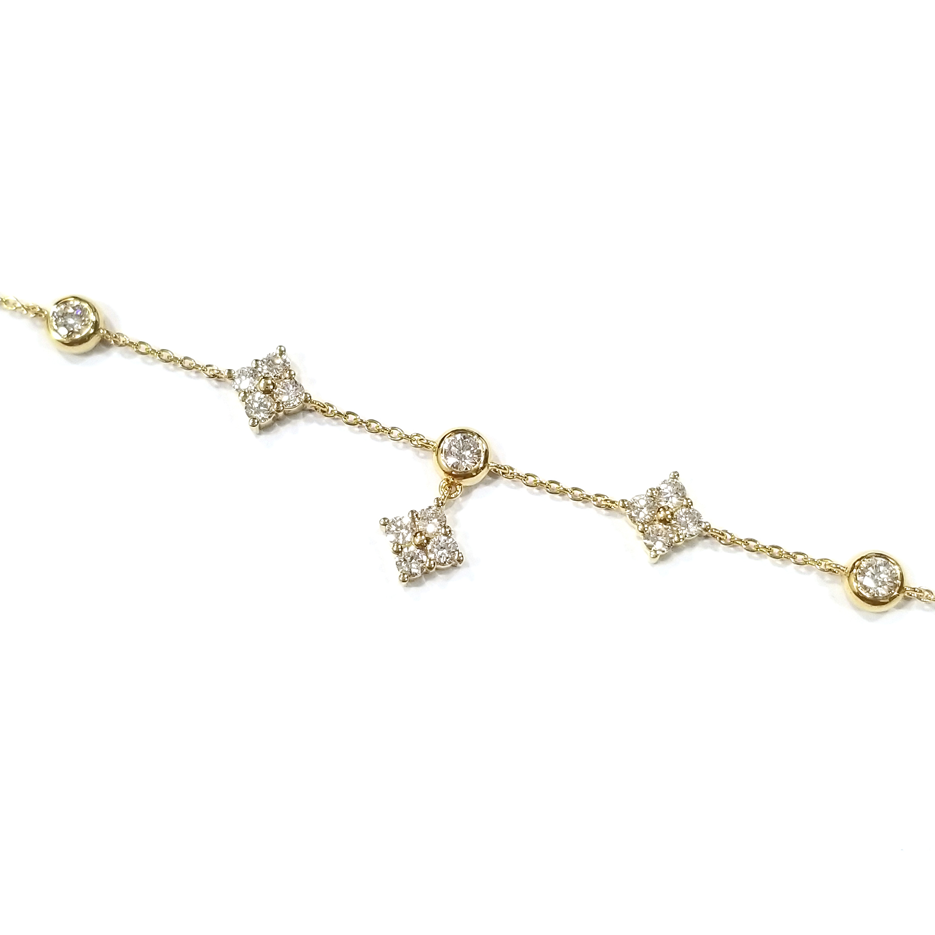 18K黃金 實驗室培育鑽石四葉草手鏈