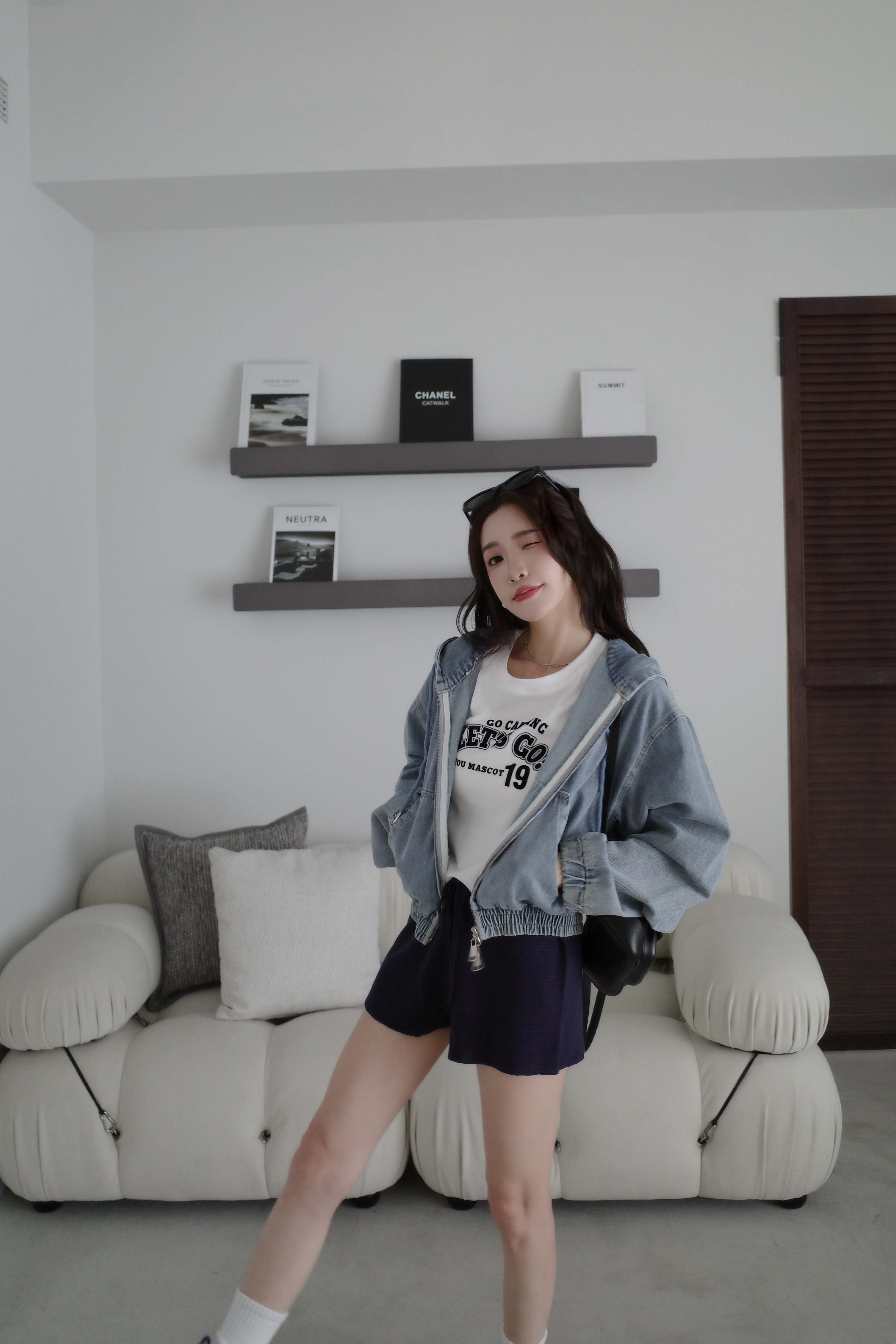 (預購)#AO26 挺版連帽牛仔外套(墨/淺藍)