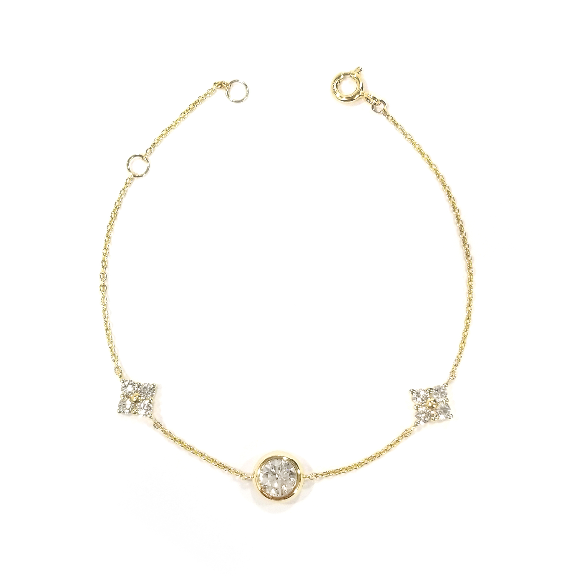 18K黃金 實驗室培育鑽石四葉草水泡手鏈