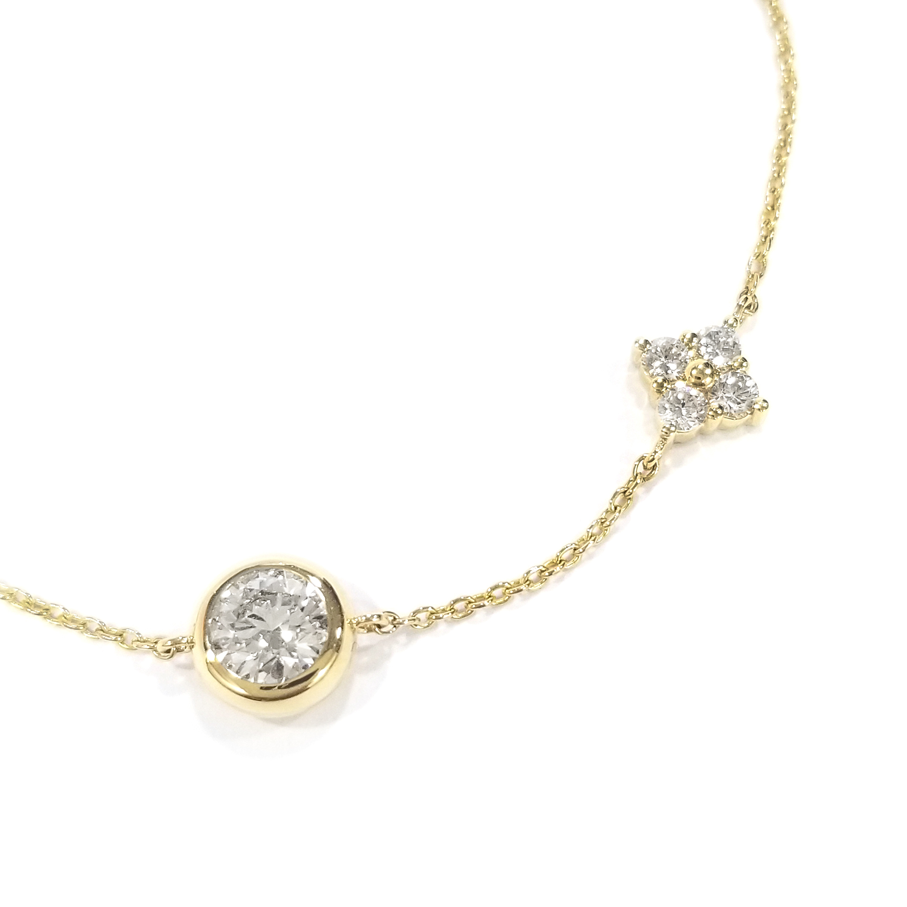 18K黃金 實驗室培育鑽石四葉草水泡手鏈