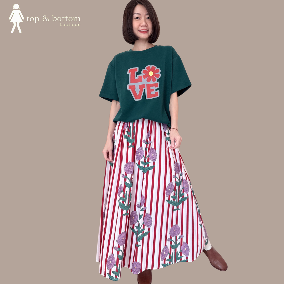 SHORT SLEEVE "LOVE" TIE-WAISTED HEM BLOUSE