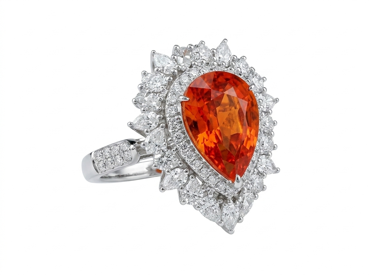 4.18ct芬達石18K金鑽石戒指/吊墜-兩用款 (帶寶石證書）