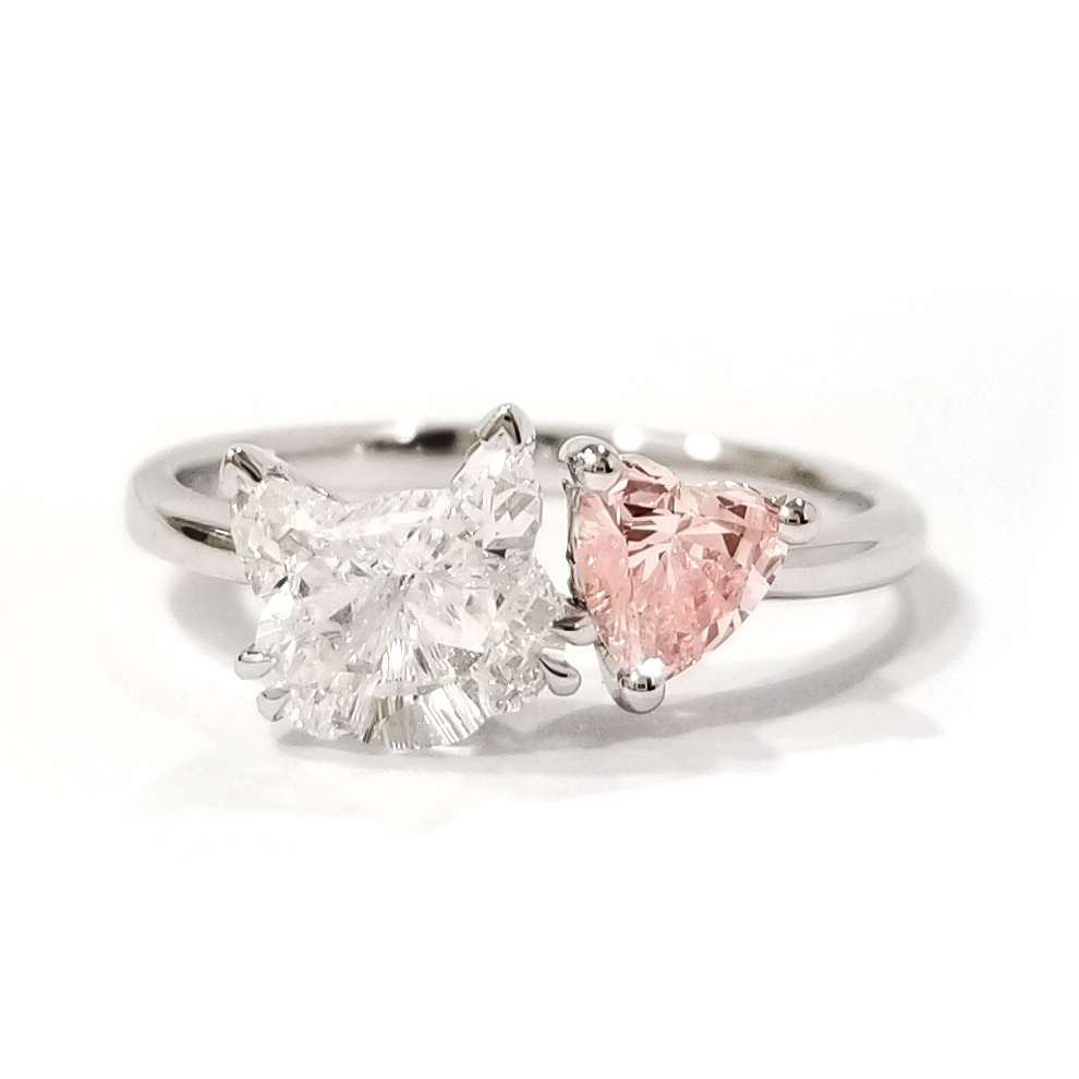 18K白金 實驗室培育鑽石貓貓戒指