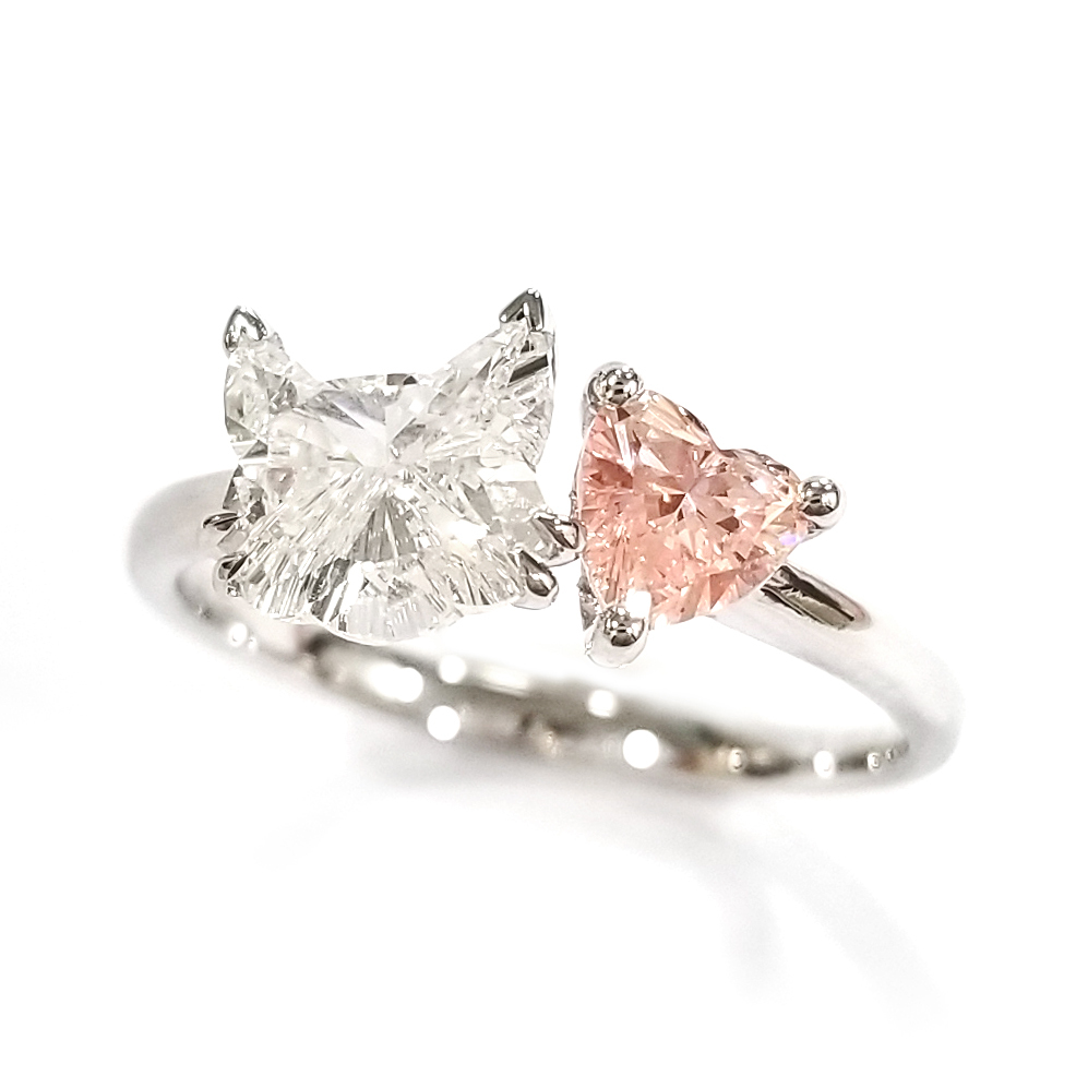 18K白金 實驗室培育鑽石貓貓戒指