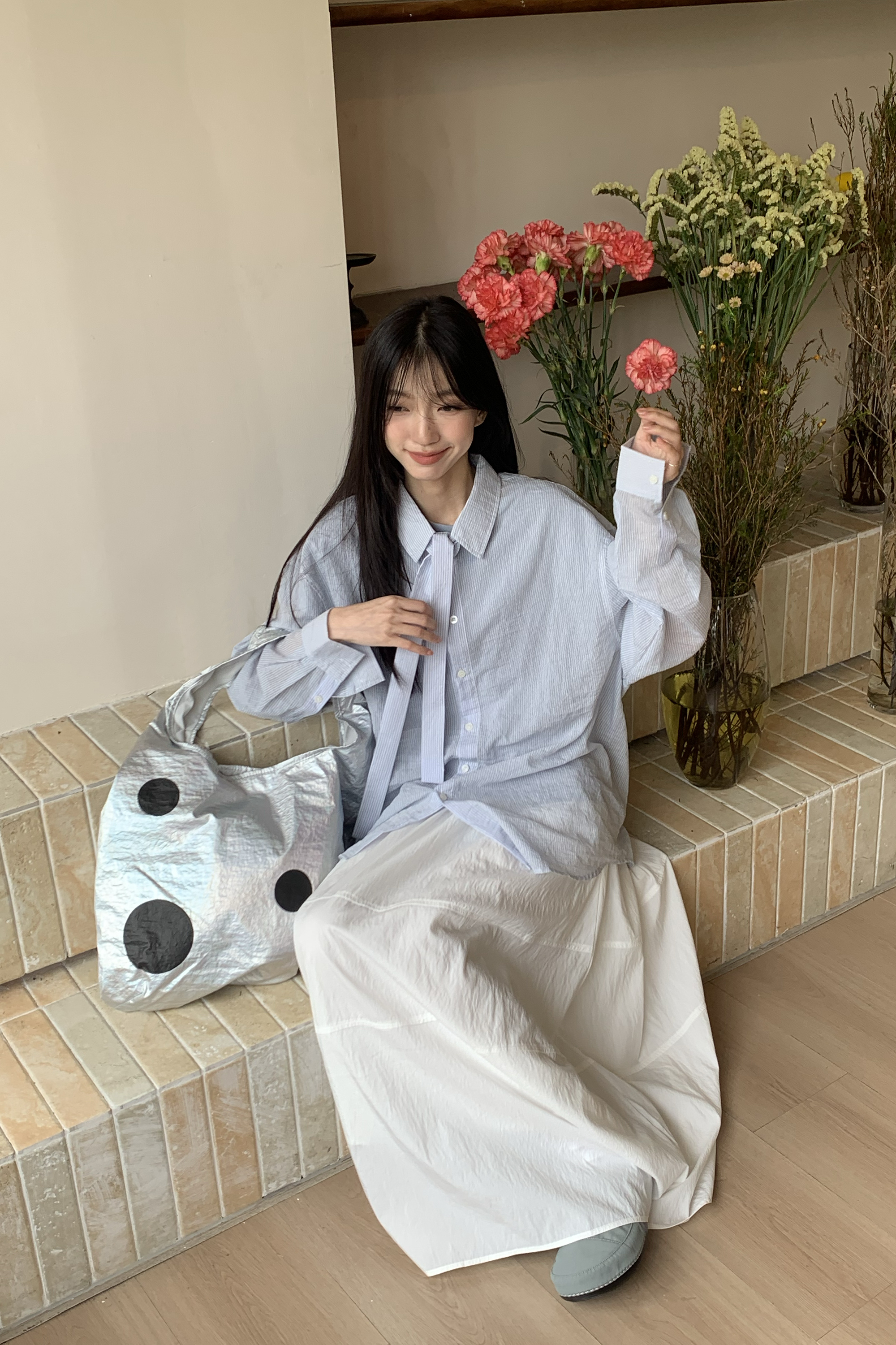 Vibrant｜氣質綁帶細條長襯 2色