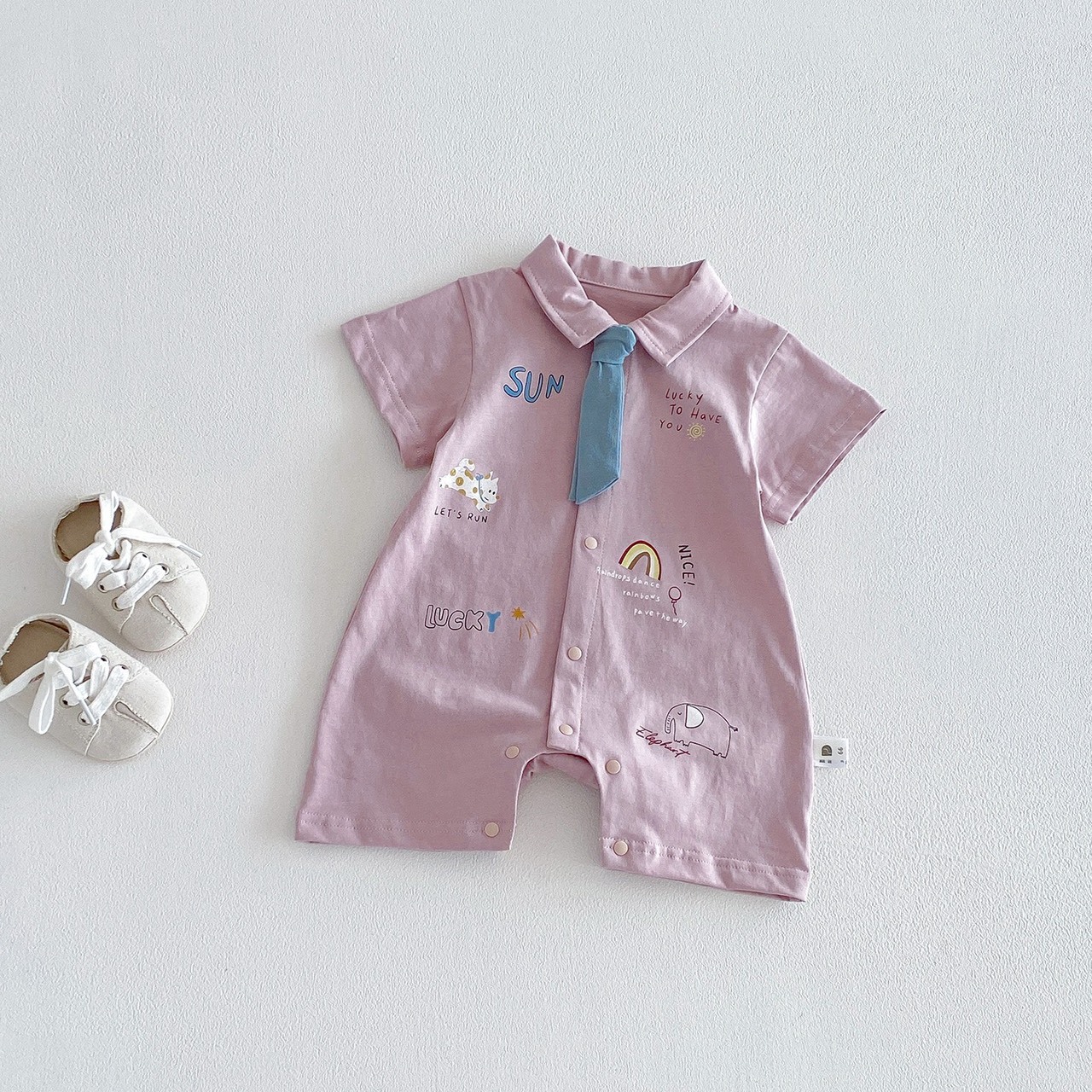 可愛塗鴉領結爬服