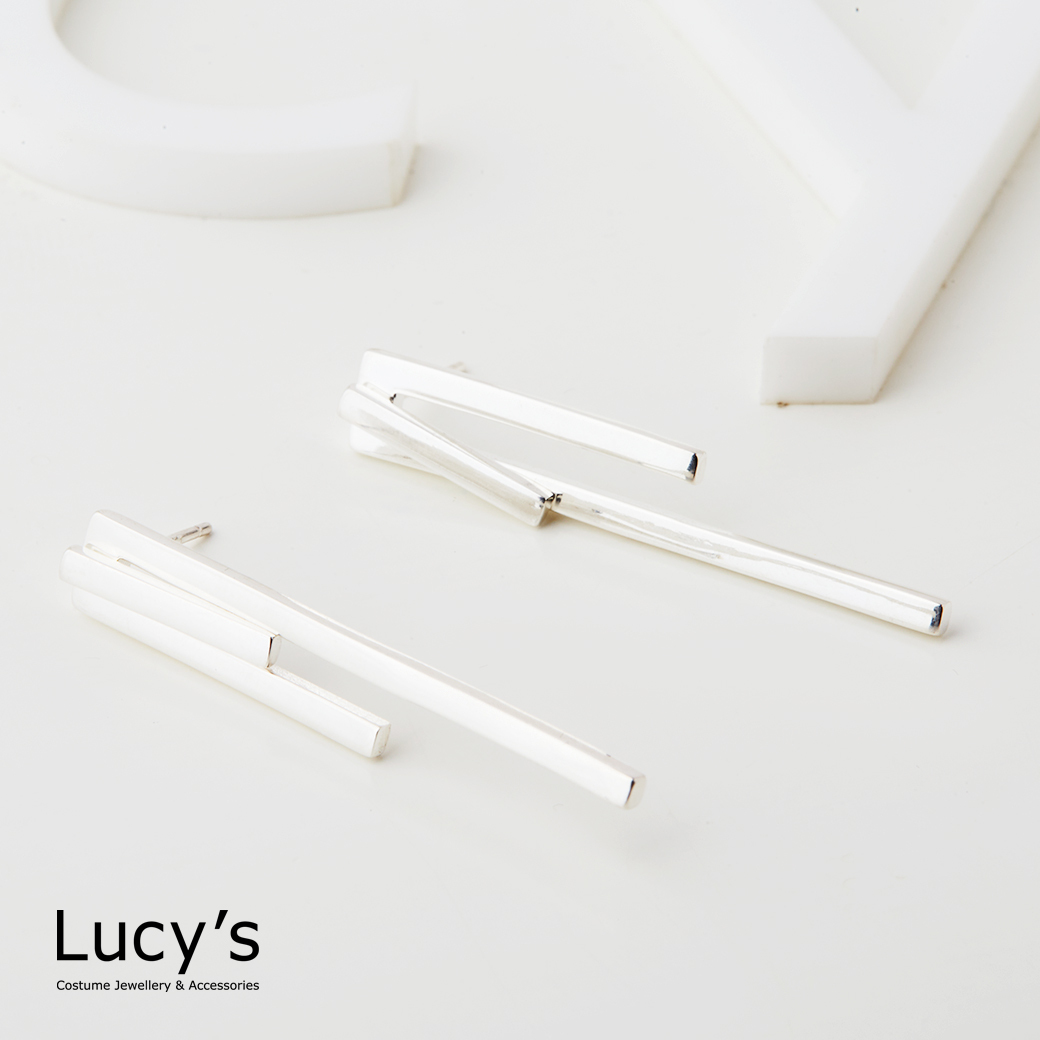 925純銀 幾何階序 耳環 (127210)