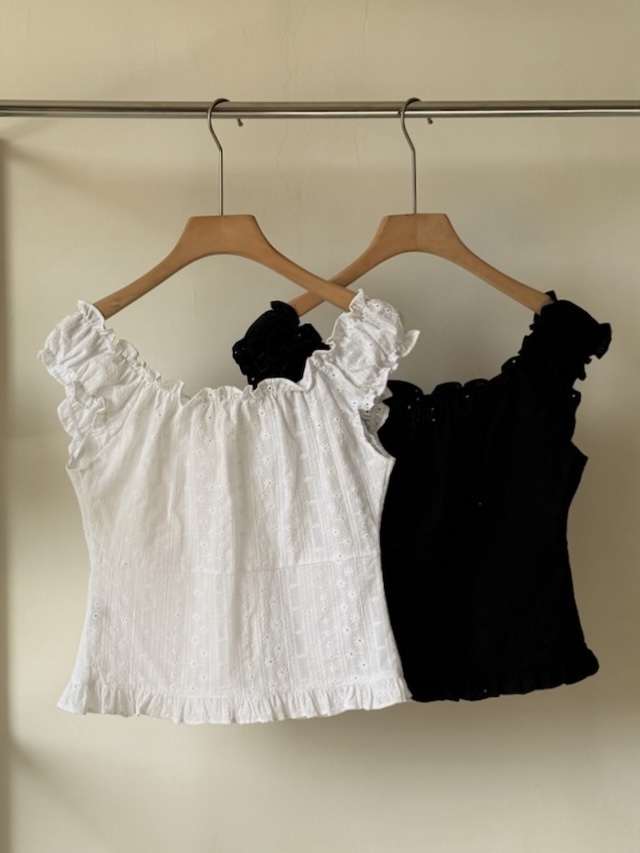 [現貨]  AK21// 雕花桃心領無袖背心