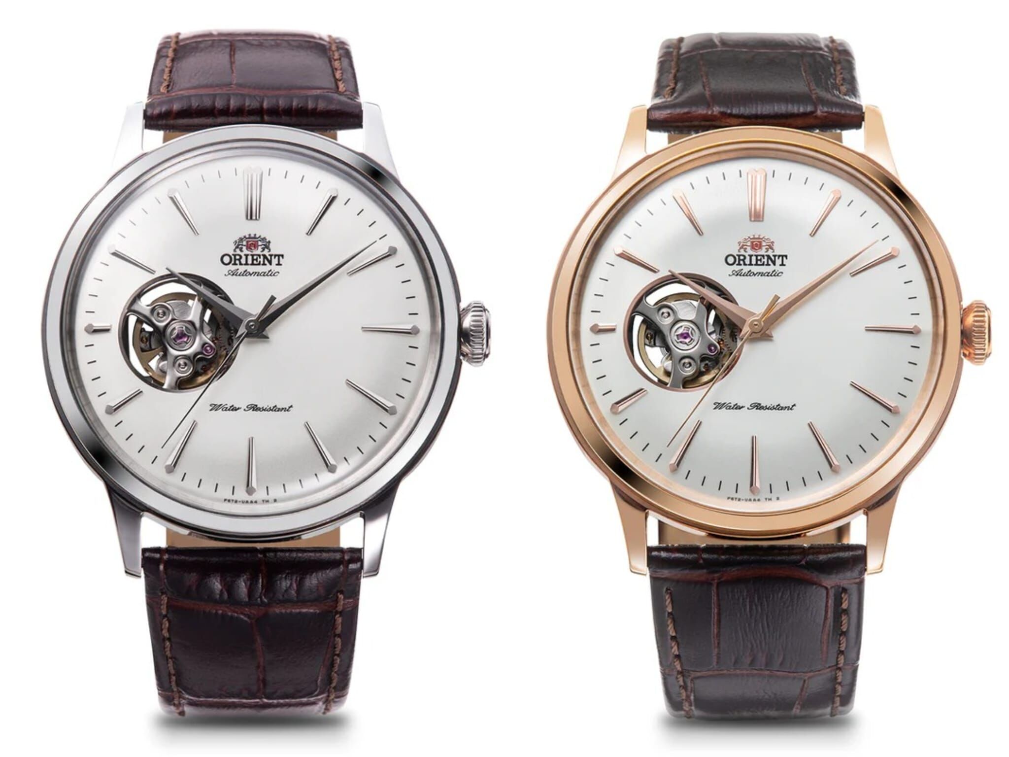 Orient 東方 Classic "Semi-Skeleton" analog Mechanical Leather strap watch 鍍金 RN-AG0004S , 白面 RN-AG0005S , 經典「半鏤空」機械錶，真皮錶帶