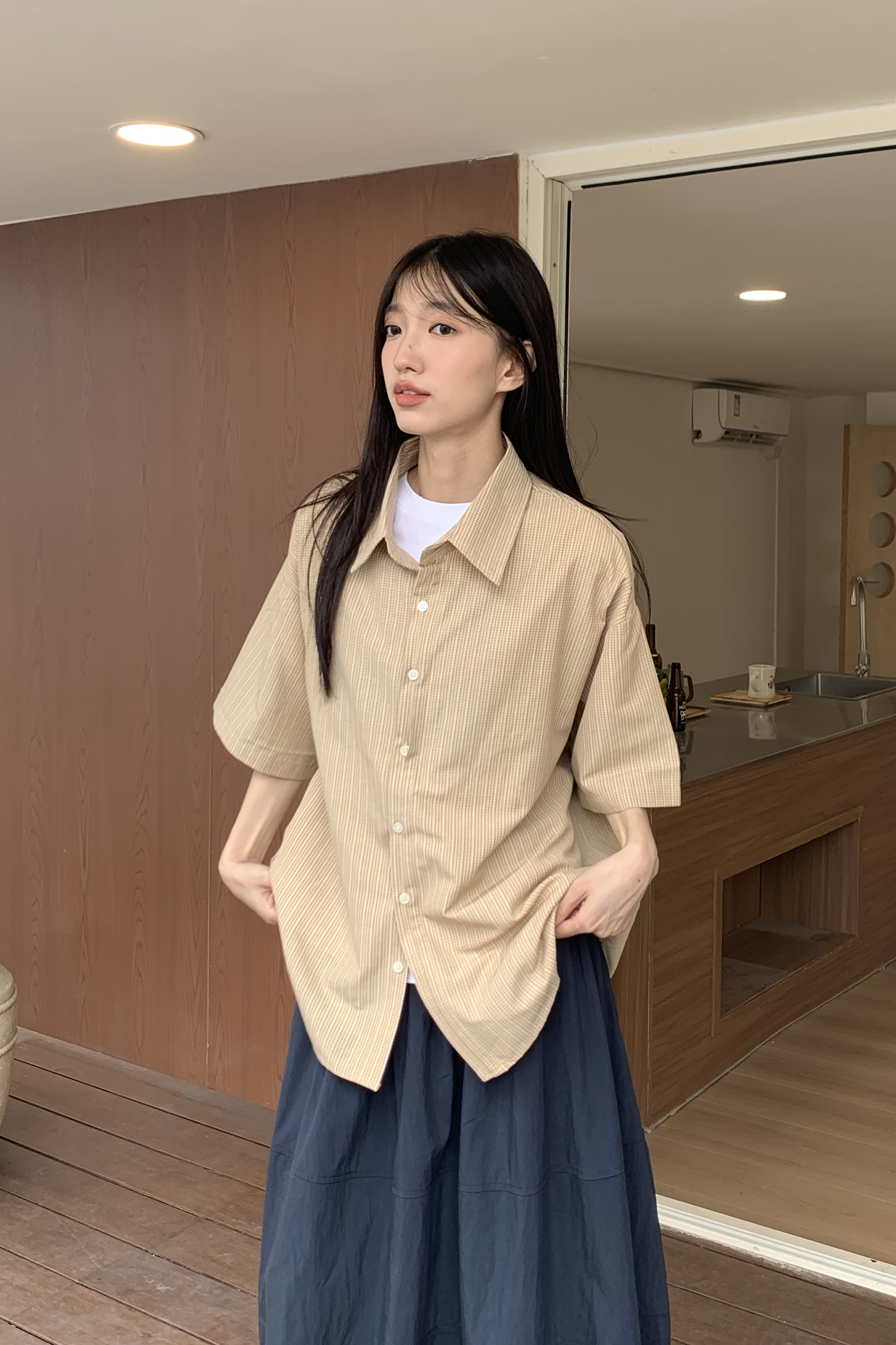 Vibrant｜質感小格紋理短襯 3色