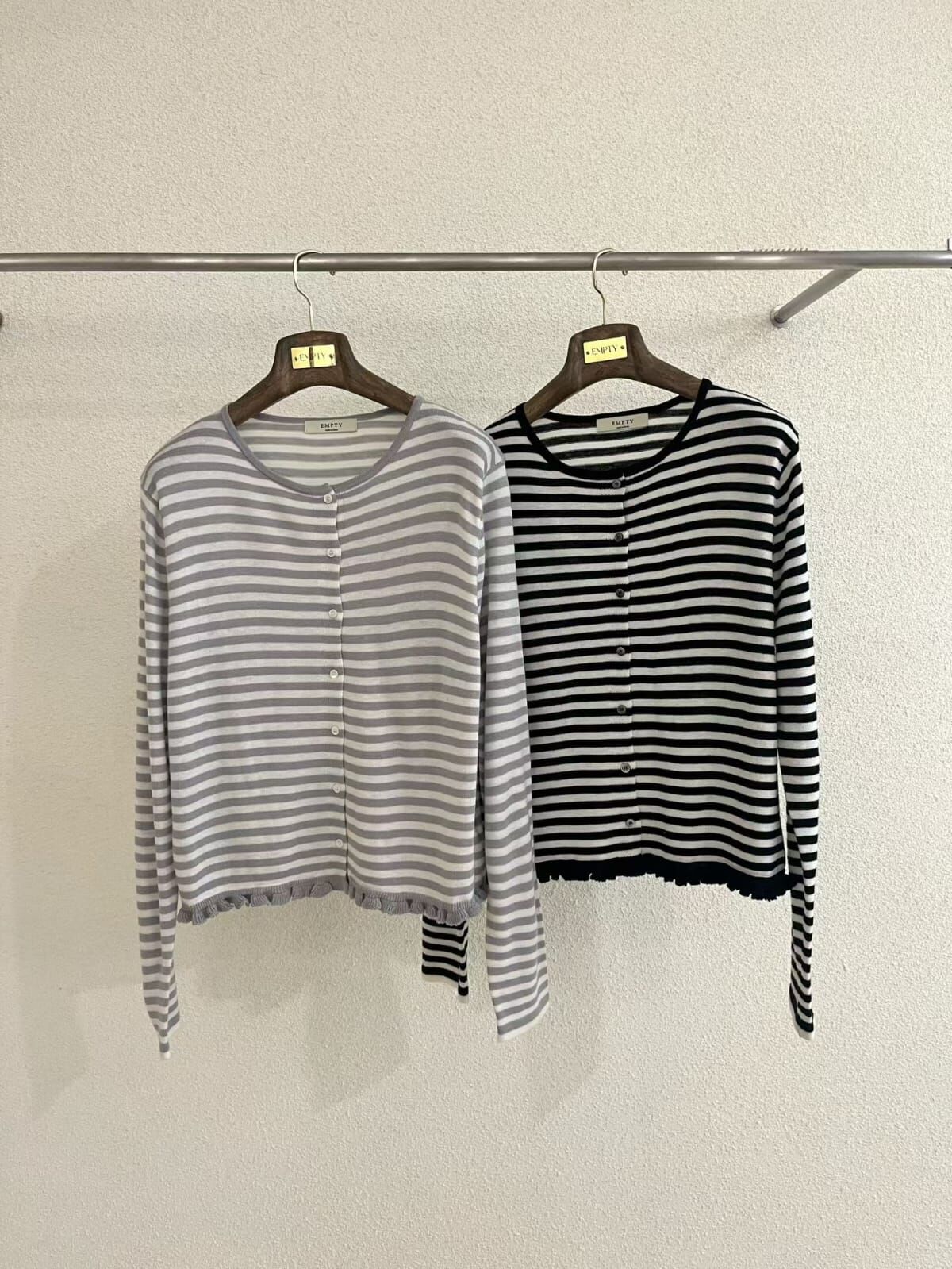 EP6112 橫條紋圓領長袖外套