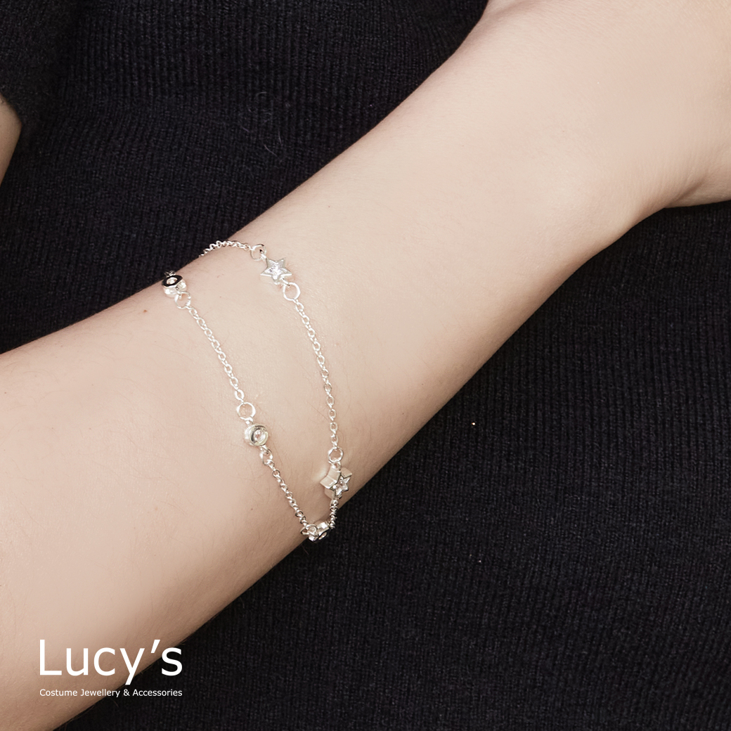 925純銀 星耀光點 雙層手鍊 (123020)