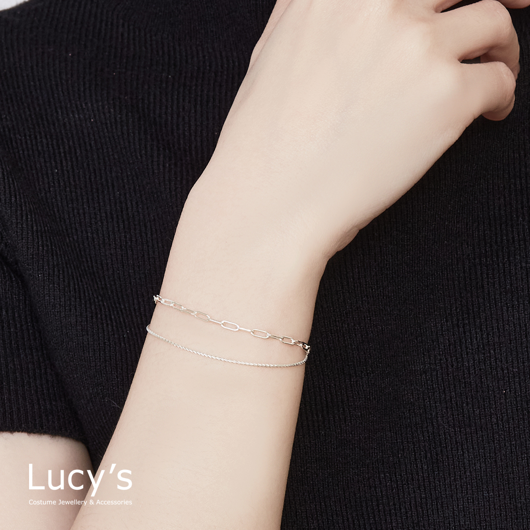 925純銀 質感鍊條 雙層手鍊 (127263)