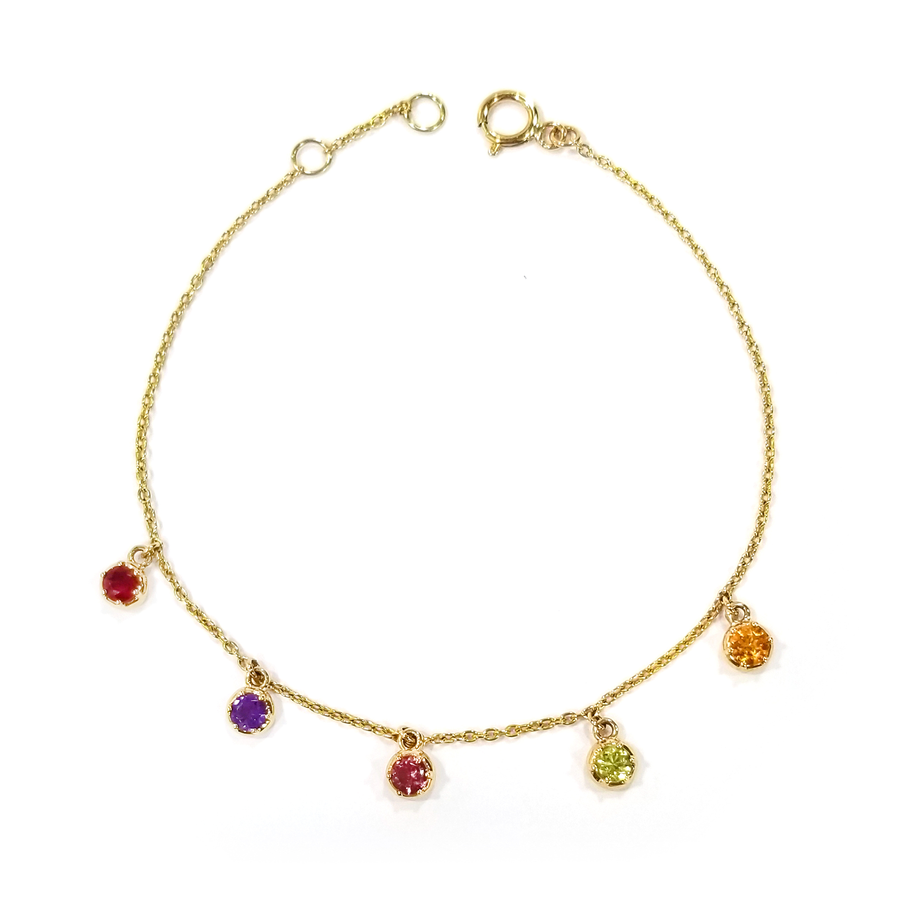 18K黃金天然彩色寶石手鏈