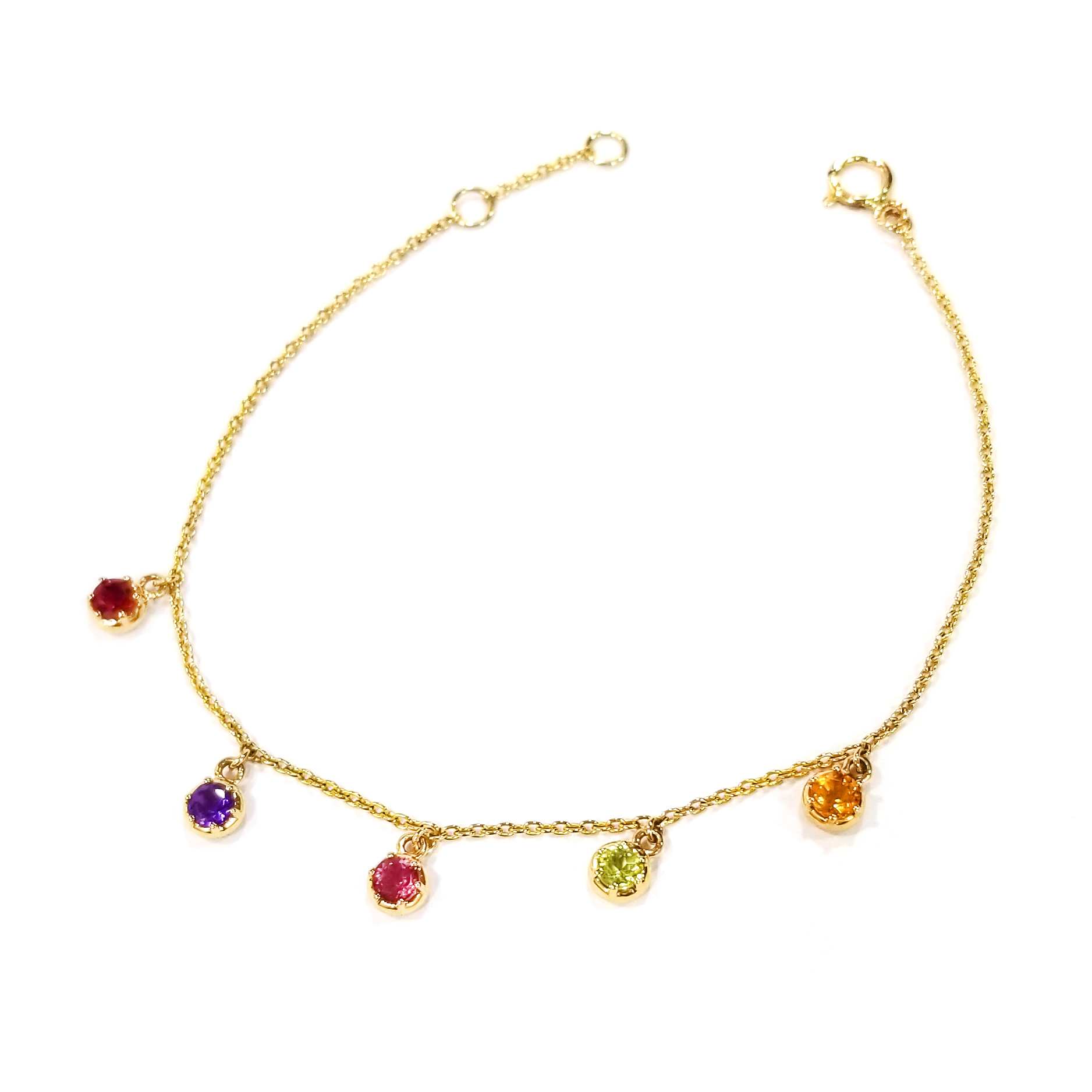 18K黃金天然彩色寶石手鏈