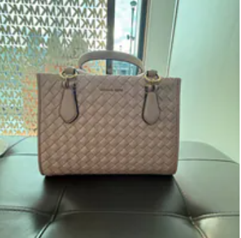[S] MICHAEL KORS POWDER BLUSH 35R6G6AS2Y MARILYN MEDIUM WOVEN SATCHEL, SMK1431 (SMK1431)
