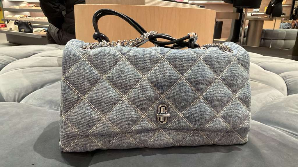YP014 Marc Jacobs 菱格紋牛仔中型雙肩帶包 28x17cm