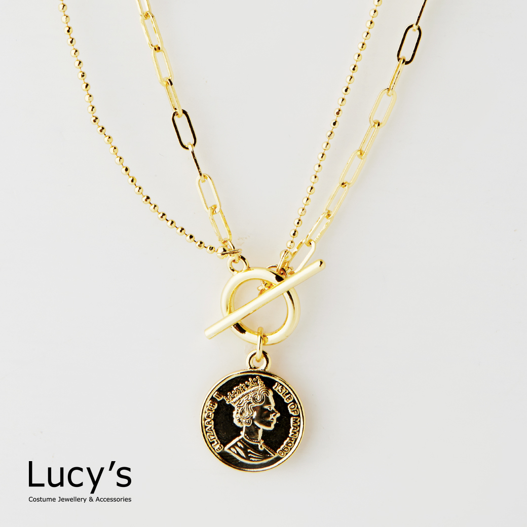 女王金幣 雙層T扣項鍊 (二色) (127705/127706)