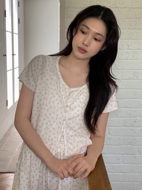 JUUNEEDU 柔感花花短袖 居家睡衣套裝