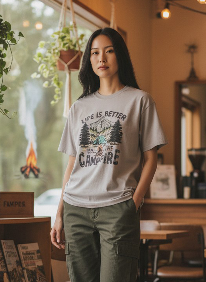 CAMPFIRE露營T｜復古插畫・日常百搭款