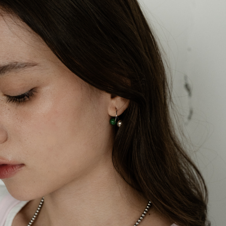 OUS Bloom Orbs 3way迷你雙球耳環 綠