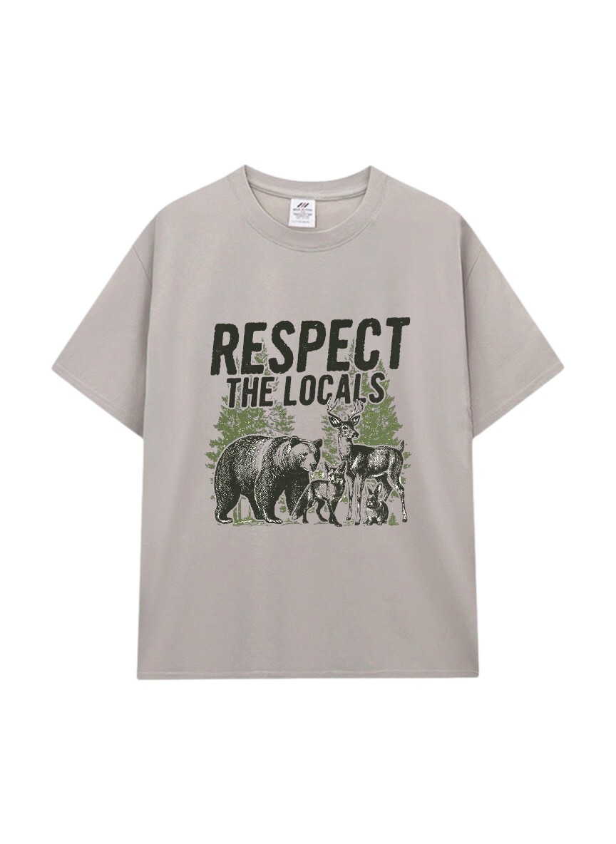 戶外動物T恤｜RESPECT標語・山系純棉短T