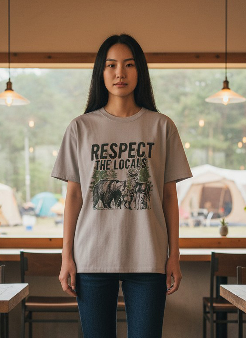 戶外動物T恤｜RESPECT標語・山系純棉短T