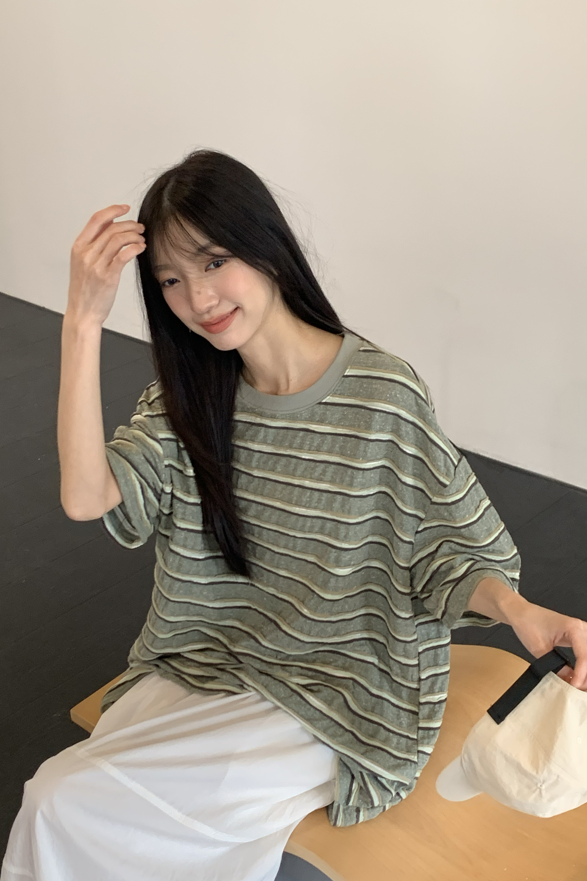 Vibrant｜立體條紋短袖上衣 2色