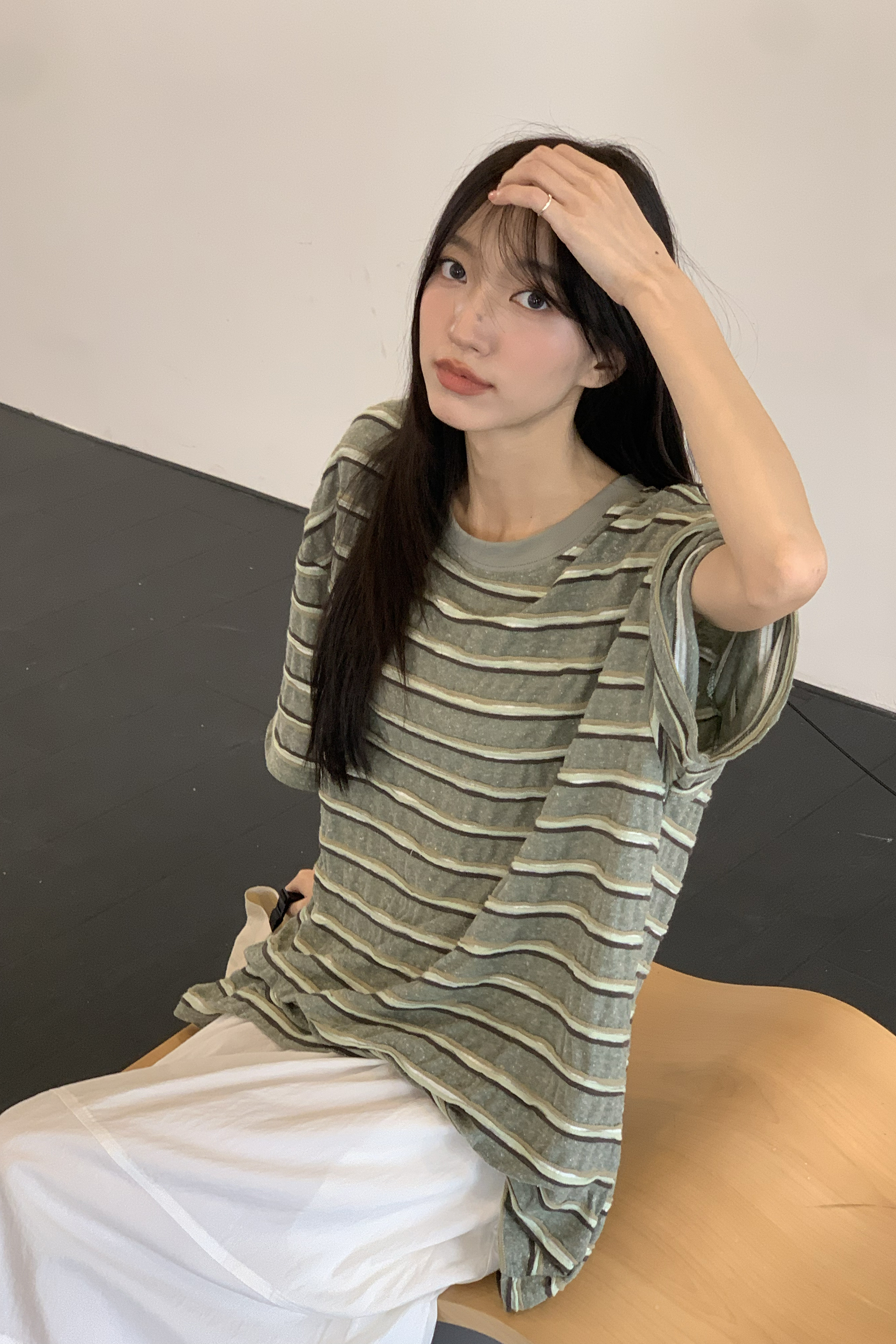 Vibrant｜立體條紋短袖上衣 2色